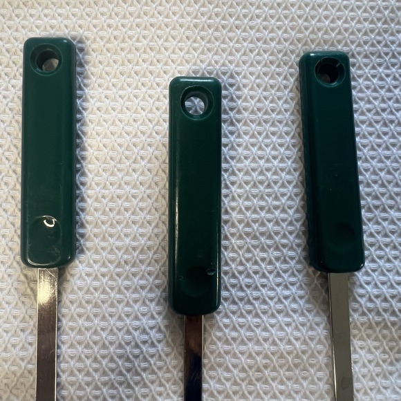 Vintage Ekco 3 Piece Utensil Stainless Steel Green Handles Slotted Spoon Spatula - Picture 13 of 14